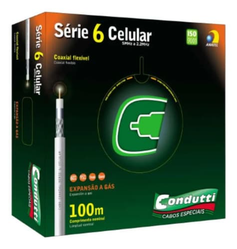 Cabo Coaxial Rgc 06 90% Malha 100m Branco Condutti